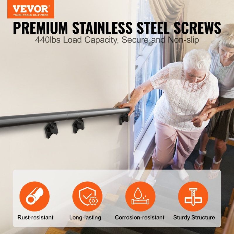 Indoor Handrail Installation Aluminum Ft Alloy Stairs Rail 44 Hand 7 Wall Handrails With Railing Stair For Mount Thickened Kit_voghion.com