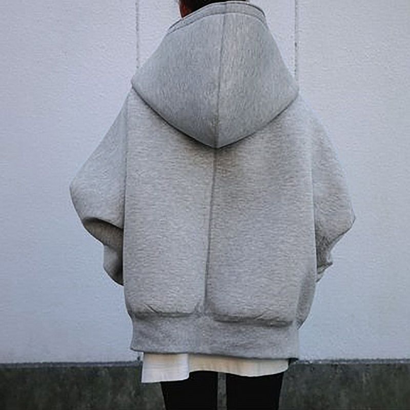 Felpa lunga in pile con cappuccio con cerniera personalizzata autunno e inverno nuovo stile da donna_voghion.com