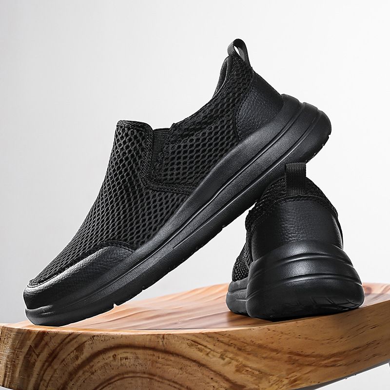 Scarpe casual da uomo di qualità imbattibile, di grandi dimensioni, con copripiedi, in mesh traspirante, tinta unita, leggere e con suola spessa._voghion.com