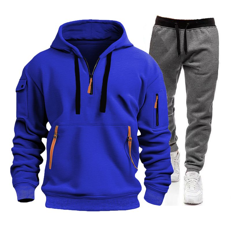 Men's sports hoodie suit zipper hoodie suit hoodie pant two sets_voghion.com