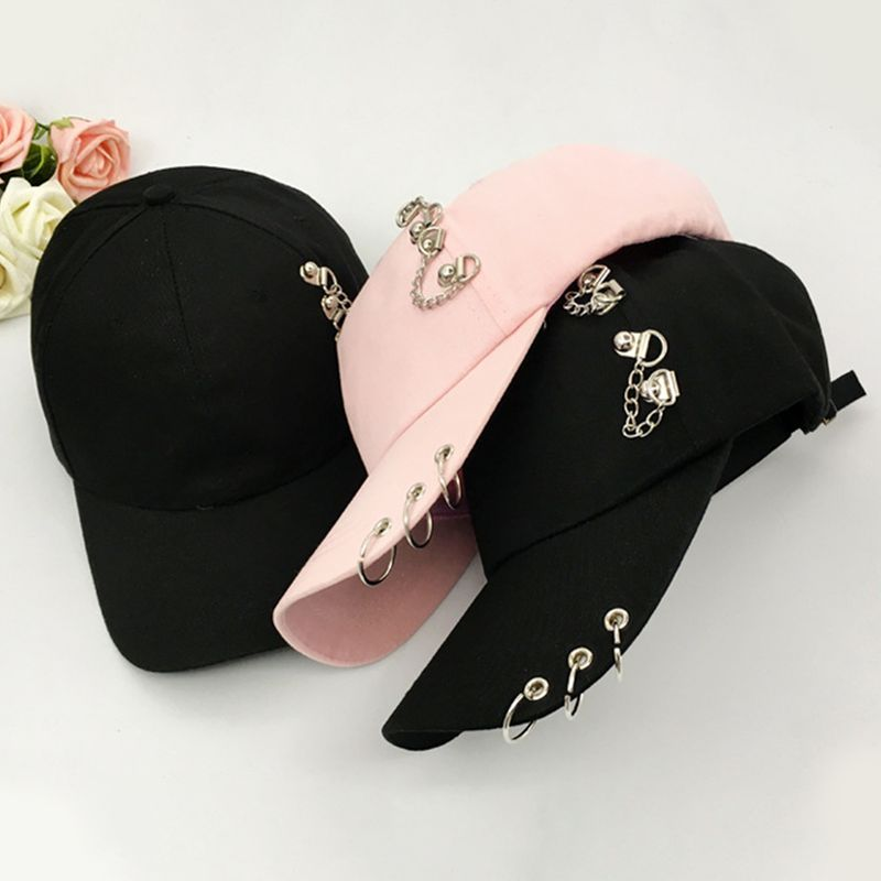 Zhuoxinder Casquette de Baseball Protection Solaire Confortable Réglable Cerceau en Métal Décor Unisexe Chapeau Chapeaux-Noir_voghion.com