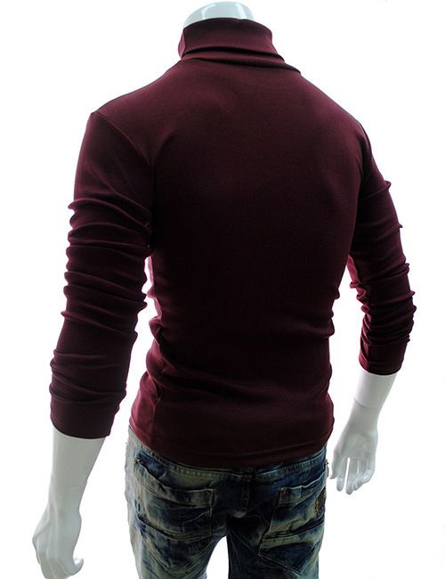 Herren-T-Shirt mit hohem Halsausschnitt und schmaler Passform, langärmliges Thermo-Basishemd aus weichem, gebürstetem Polyester, einfarbig, lässiges Oberteil für alle Jahreszeiten_voghion.com