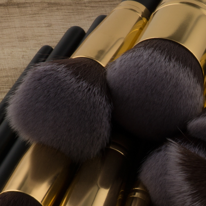 17 Stück Make-up-Pinsel, Beauty-Tools, Schwarzgold, Grundierungspinsel, Fächerpinsel, Make-up-Set, GUJHUI Yuncai_voghion.com