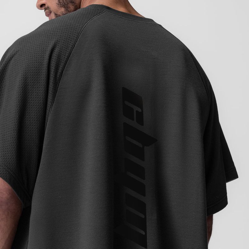 T-shirt de sport à manches courtes pour homme, style européen d'été, avec empiècement en maille gaufrée, séchage rapide, respirant et tendance._voghion.com