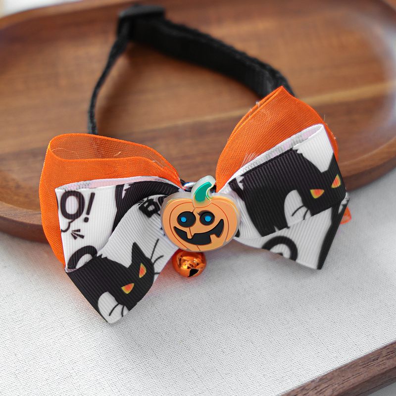 Decorazione per gatti di Halloween, divertente collezione di collari per cuccioli con zucca luminosa_voghion.com