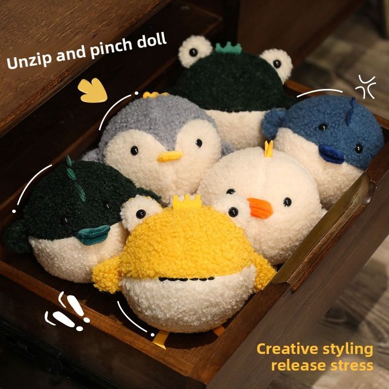 Giocattolo antistress a forma di pizzico, a forma di pesce palla, a forma di pinguino, per bambine, regalo di laurea, piccolo, bambola rana_voghion.com