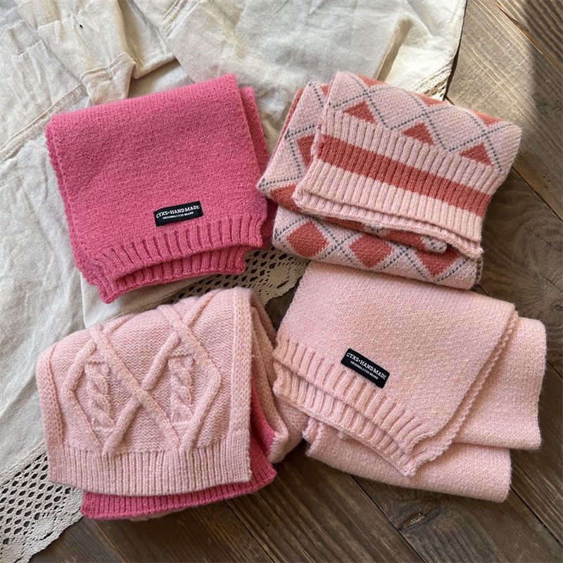 Sciarpe per bambini Ragazza rosa Sciarpa calda estesa dal vento dolce principessa sciarpa invernale invernale invernale_voghion.com