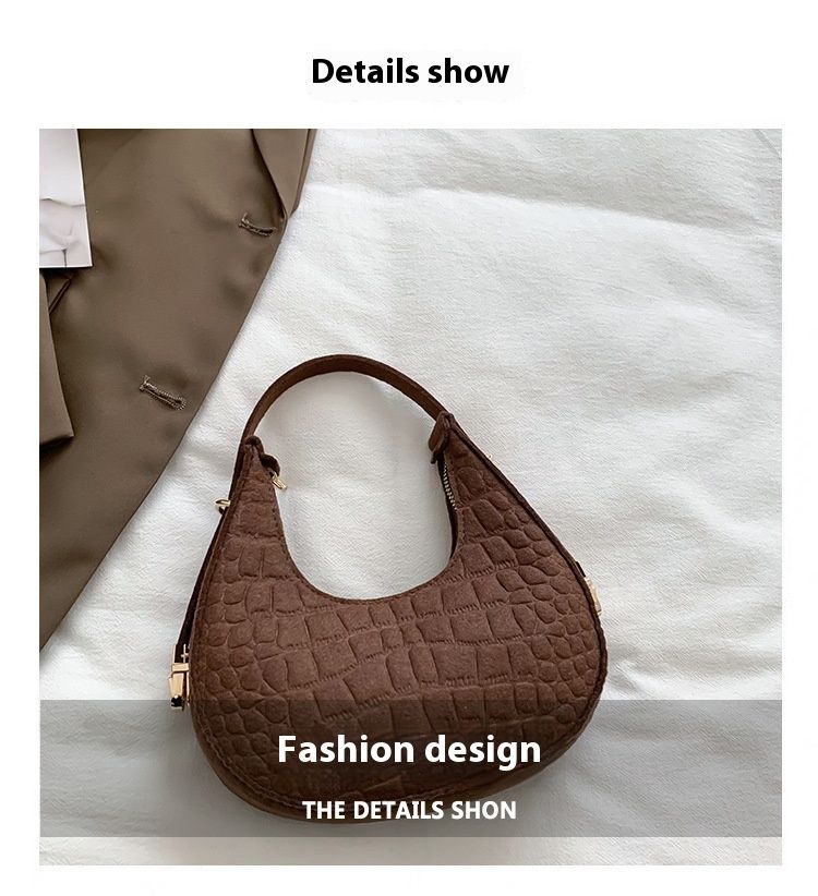 Borsa a tracolla casual monospalla con motivo a pietra, modello invernale, alla moda, versione coreana, da donna, di colore solido_voghion.com