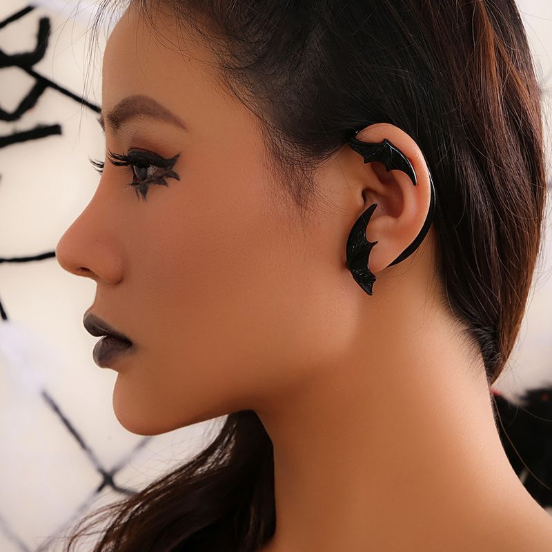Orecchini da donna Orecchini in oro Accessori Stile punk Senza fori Ala di pipistrello Gancio di Halloween Orecchino a perno Demone_voghion.com