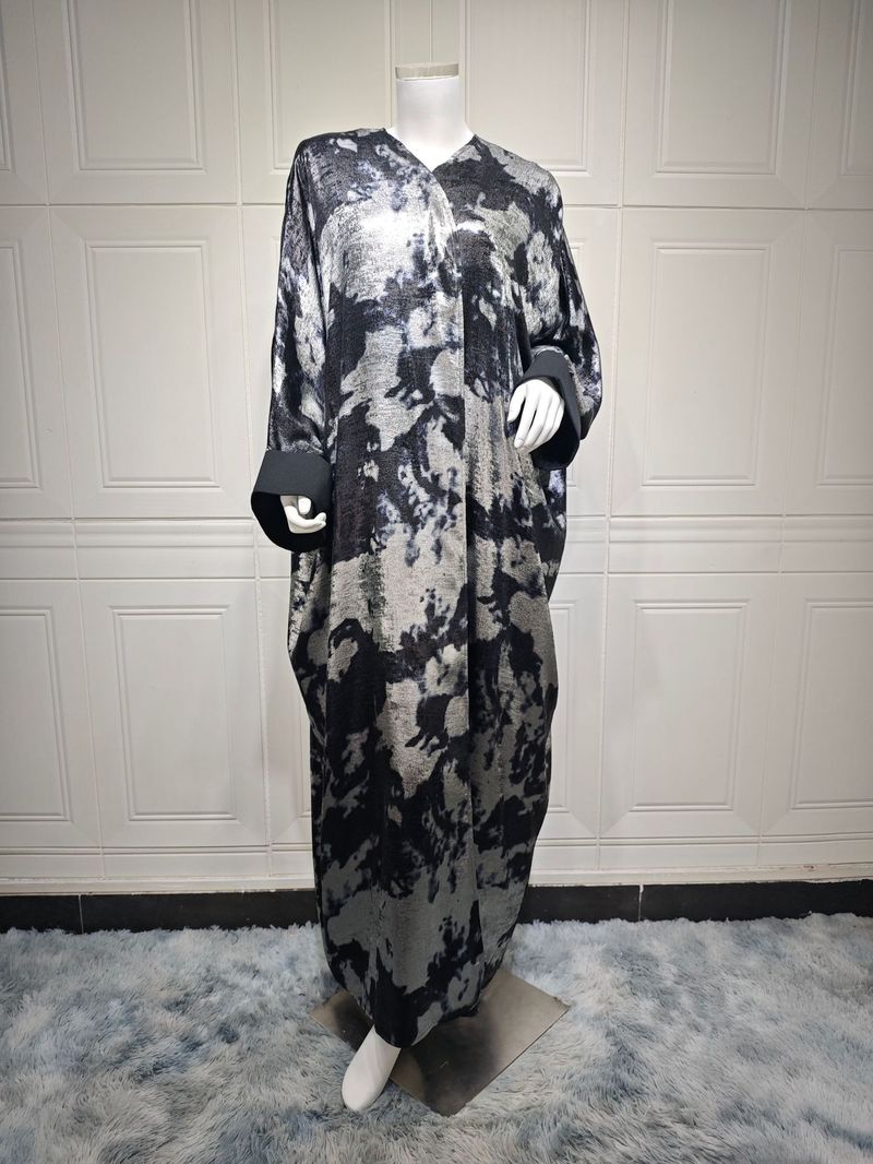 Damkläder Mellanöstern Muslimska damkläder Ny lös kappa Dubai Hot Stamping Abaya Cardigan Robe Damkläder Spot_voghion.com