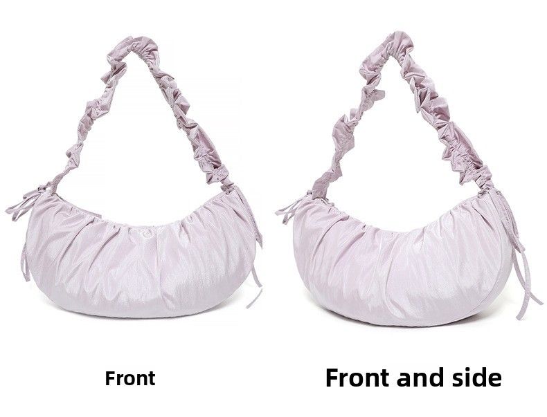 Frühling Koreanische Plissee Handheld Wolke Frische Künstlerische Polyester Knödel Faul Stil Wasserdichte Halbmond Tasche_voghion.com