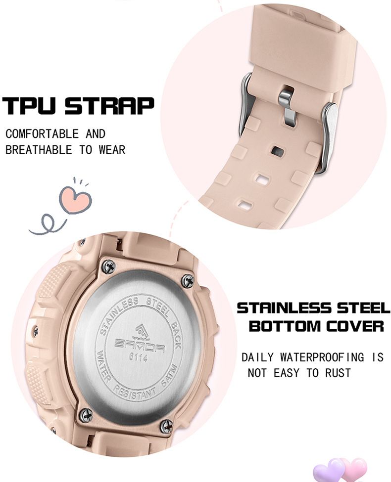 Kids Digital Sports Watch With Waterproof, Night Light, Alarm, Day & Date Display - Colorful Multi-Function Unisex Student Watch Electronic Watch_voghion.com