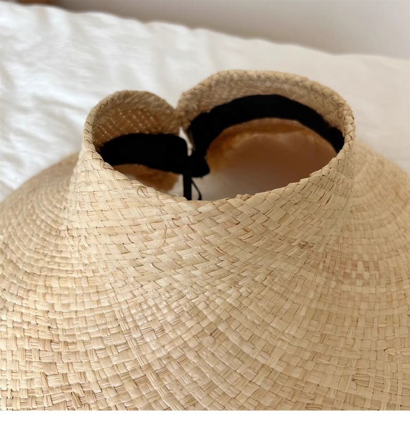 2025 New Rolled Wide Raffia Women's Summer Woven Parasol Beach Vacation Sun Hat_voghion.com