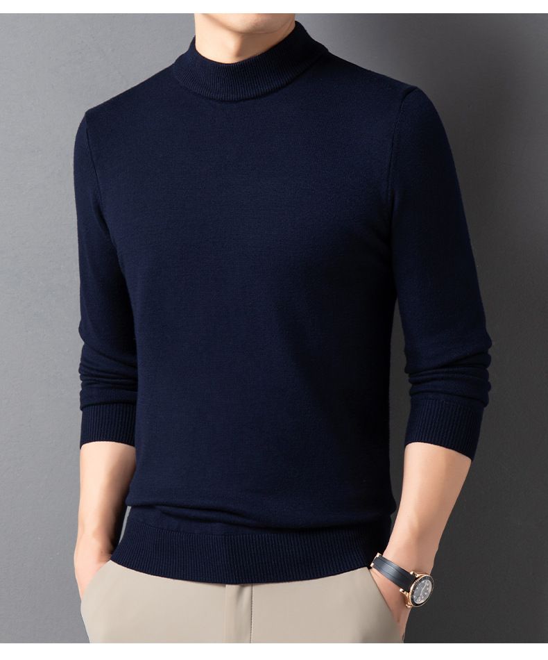 Herbst und Winter Halbhoher Kragen Precision Edition Dicker Herren Strickpullover mit Kapuze_voghion.com