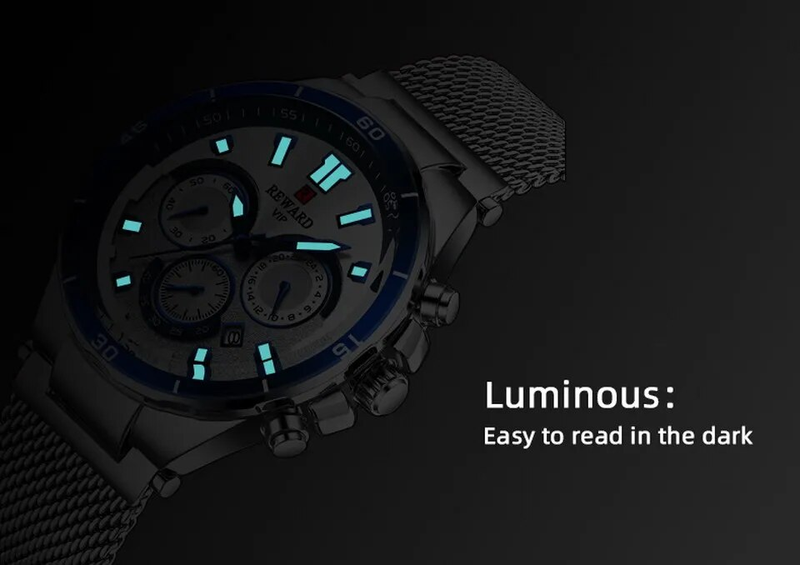 Men Wristwatch Luxury Waterproof Stainless Steel Watches Fashion Calendar Chronograph Wrist Watches Gift for Him_voghion.com