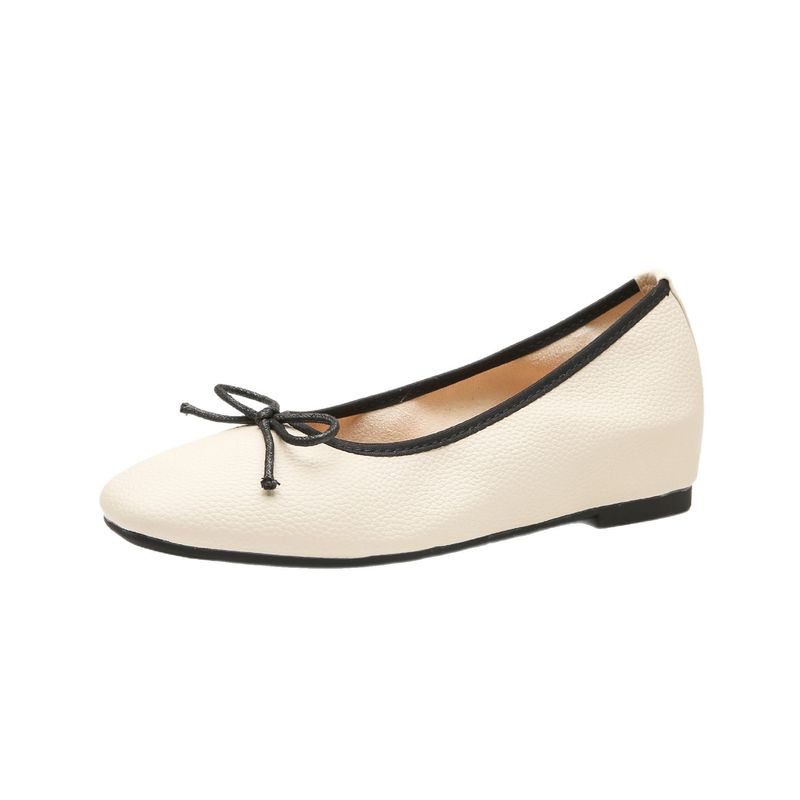 Zierliche Halbschuhe im sanften Stil, vielseitige flache Ballettschuhe mit weicher Sohle und verstecktem Absatz für alleinstehende Frauen, Oma-Eierrollenschuhe_voghion.com