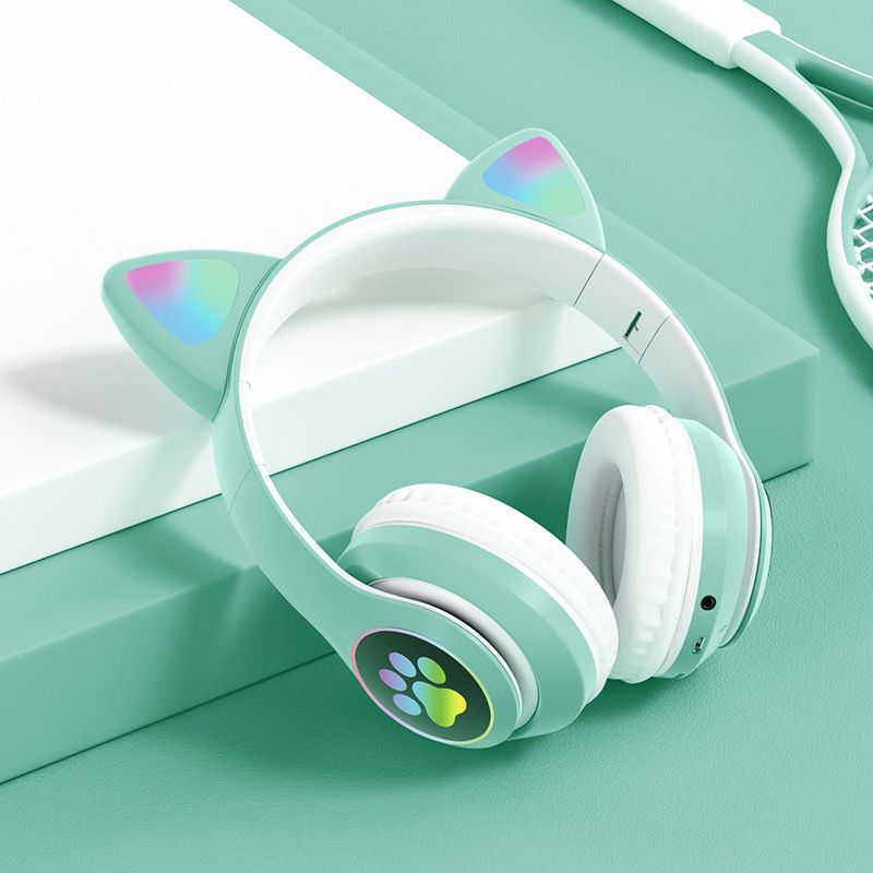 S-28 Cat's Ears (Steamed Cat-ear Shaped Bread) Headworn Bluetooth Game Call Subwoofer Headset_voghion.com