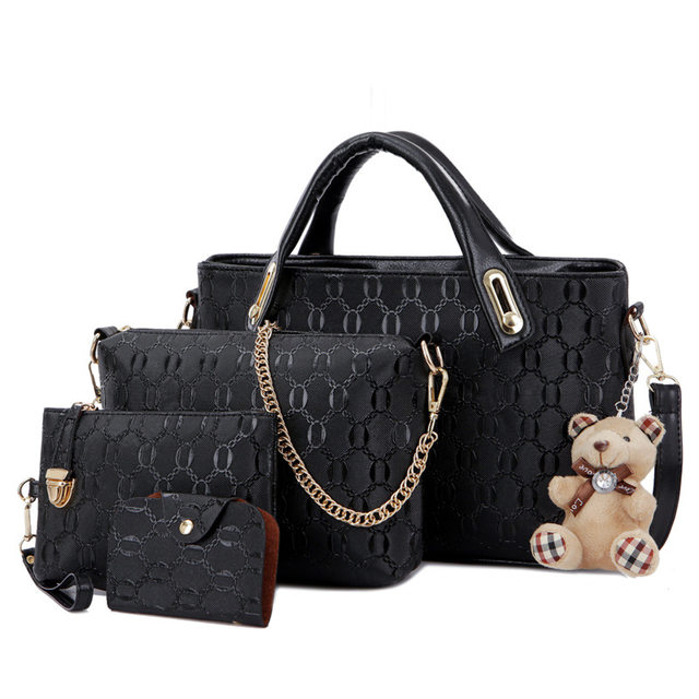 4 pezzi/set set di borse da donna elegante borsa a tracolla in pelle PU moda borse da donna con pochette a tracolla in tinta unita selvaggia_voghion.com
