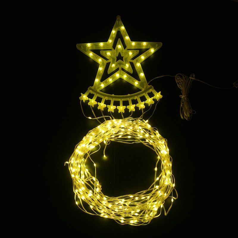 Christmas LED Five Pointed Star Waterfall Light Christmas Tree Light Flowing Light Outdoor Decorative Light Garden Remote Control Solar Light_voghion.com