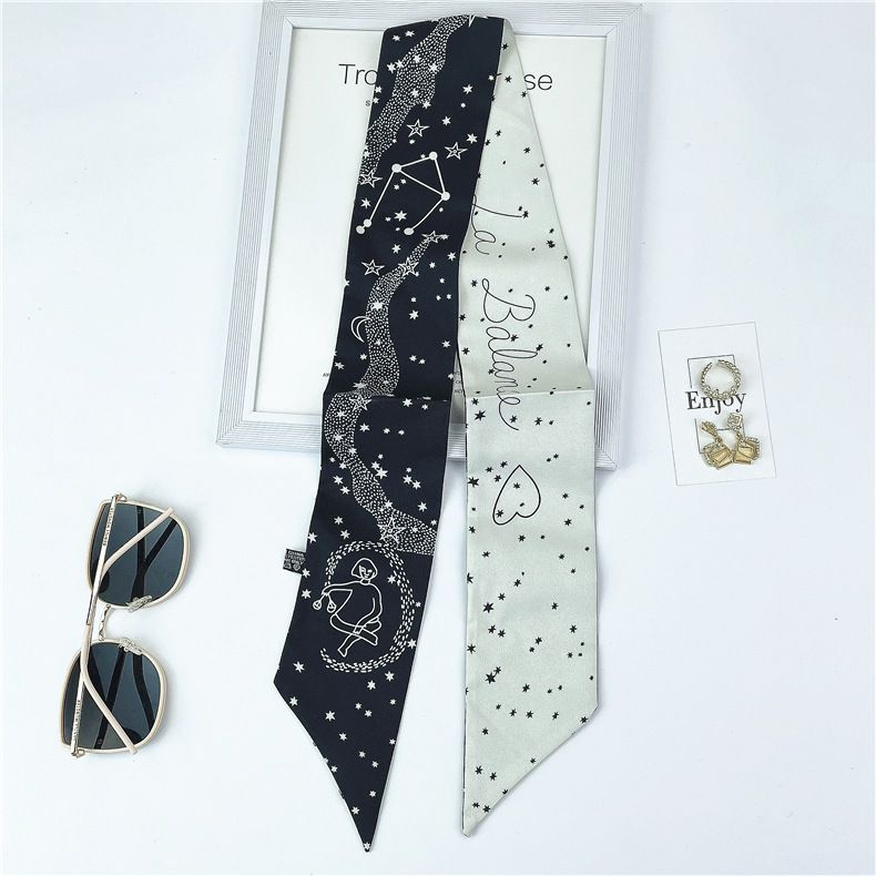 Frühling Herbst Mode Tarot Marke Zwölf Konstellationen Kleiner Schal für Frauen in Südkorea, Schmaler Langer Gestreifter Schal,_voghion.com