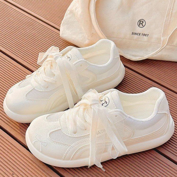 Little White Shoes Women's Skirt Shoes Breathable And Not Stuffy Feet Mesh Mesh Shoes Women's Ballet Style Moral Training Board Shoes_voghion.com
