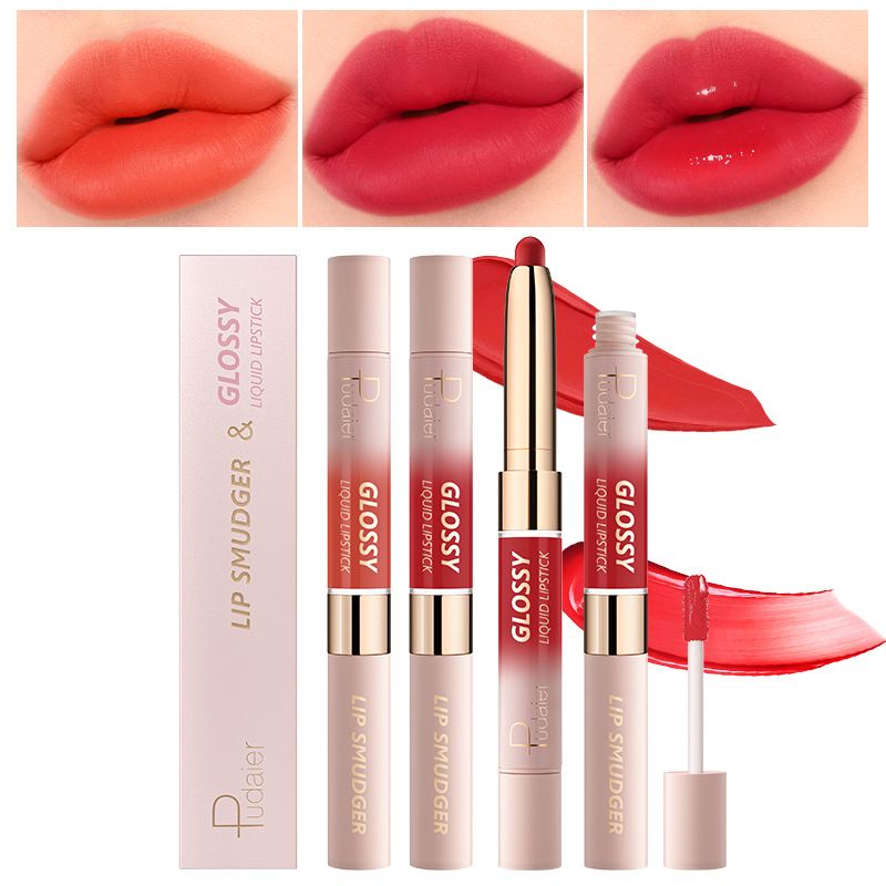 Pudaier Cross-border 10 Farbe Doppelkopf Lippenstift Lipgloss Matte Lip Glaze Farbe Flüssiger Lippenstift Samt Lipgloss_voghion.com