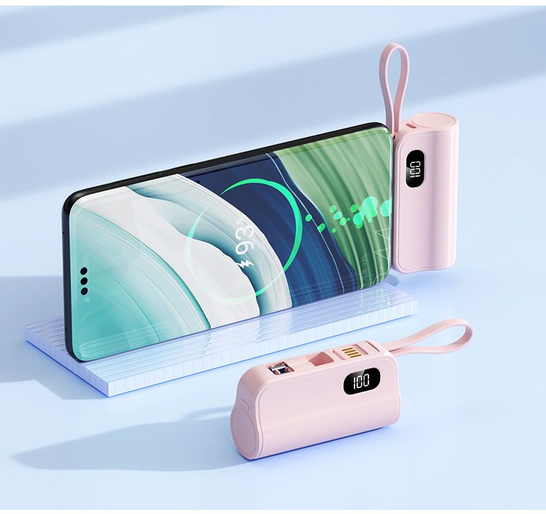 Mini-Kapsel-Powerbank 5000 mAh – ultraportables Ladegerät mit integriertem Kabel, kompakter externer Akku für iPhone und Android, reisefreundlich_voghion.com