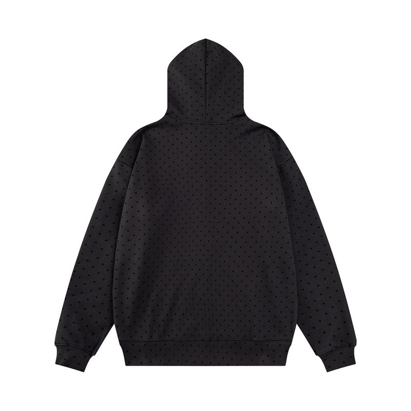 Sportliche Freizeitanzüge für Herren, trendige Marke, Sweatshirtjacke mit durchgehendem Druck und gepunktetem Kapuzenmuster, lockere Schlaghose mit weitem Bein_voghion.com