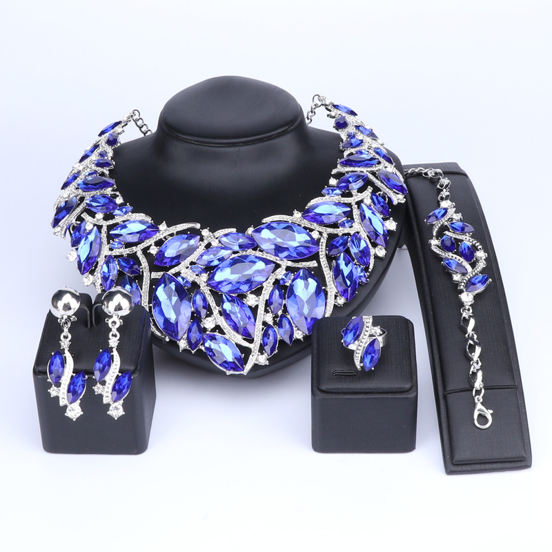 Set di collane in cristallo bohémien alla moda, gioielli da sposa, accessori da sposa, feste, accessori da sposa, accessori per matrimoni_voghion.com