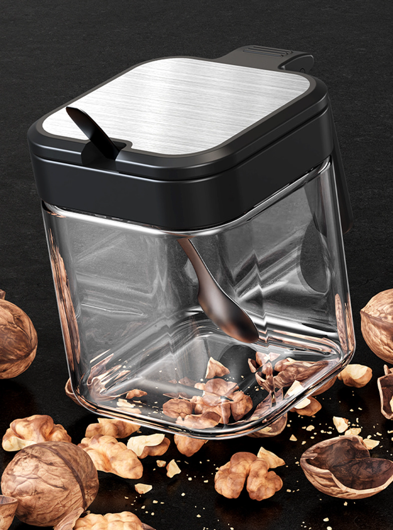 Glass Jar With Spoon, Bottle Set, Seasoning Container, Storage Box, Sealed_voghion.com