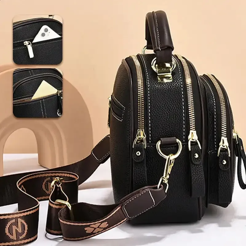 Sac bandoulière réglable en cuir PU avec compartiments multiples, design léger pour un usage quotidien_voghion.com