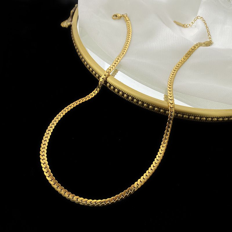Cuban Titanium Steel Necklace Women's Bracelet Set Personalized and Trendy Hip Hop Bounce Whip Collar Chain Headpiece_voghion.com