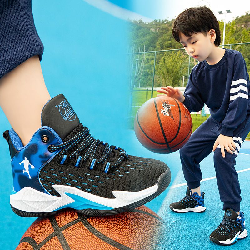 Children's Basketball Anti Slip 2025 Spring And Autumn New Running Soft Sole Breathable Boys' Sports Mesh Shoes_voghion.com