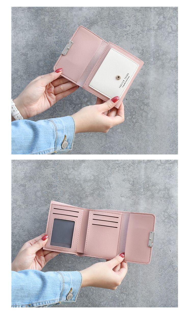 Contrast Color Versatile Small Fresh Wallet Women's Short Buckle Fashion Mini Coin Purse_voghion.com