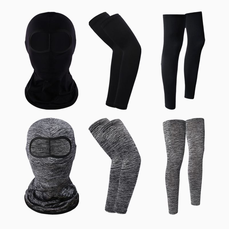 LazyZoom Masque de cyclisme d'été en nylon, ensemble de trois pièces, protection solaire décontractée pour les bras et les jambes en soie, pour sports de plein air_voghion.com