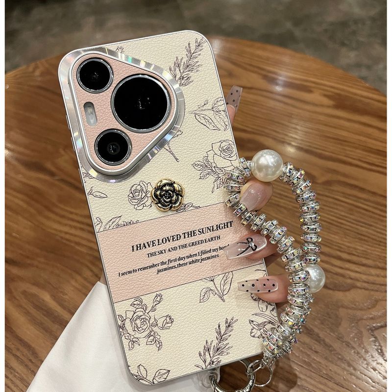 Suitable for Huawei Pura70Pro+new phone case 70Ultra sketching leather camellia mate60pro high-end feel p60/p50 luxury_voghion.com