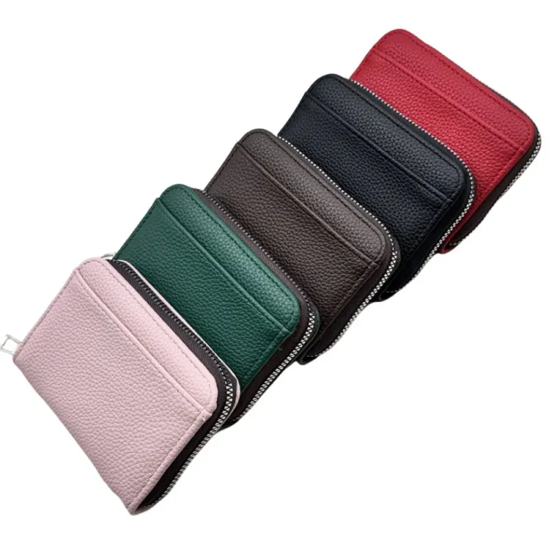 Praktische Damen-Geldbörse aus PU-Leder mit mehreren Kartenfächern, einfarbig, Diebstahlsicherung, Reißverschluss und Münzfach_voghion.com