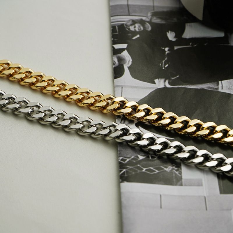 Collana con catena cubana bicolore alla moda, ciondolo di lusso leggero di design placcato oro rame_voghion.com