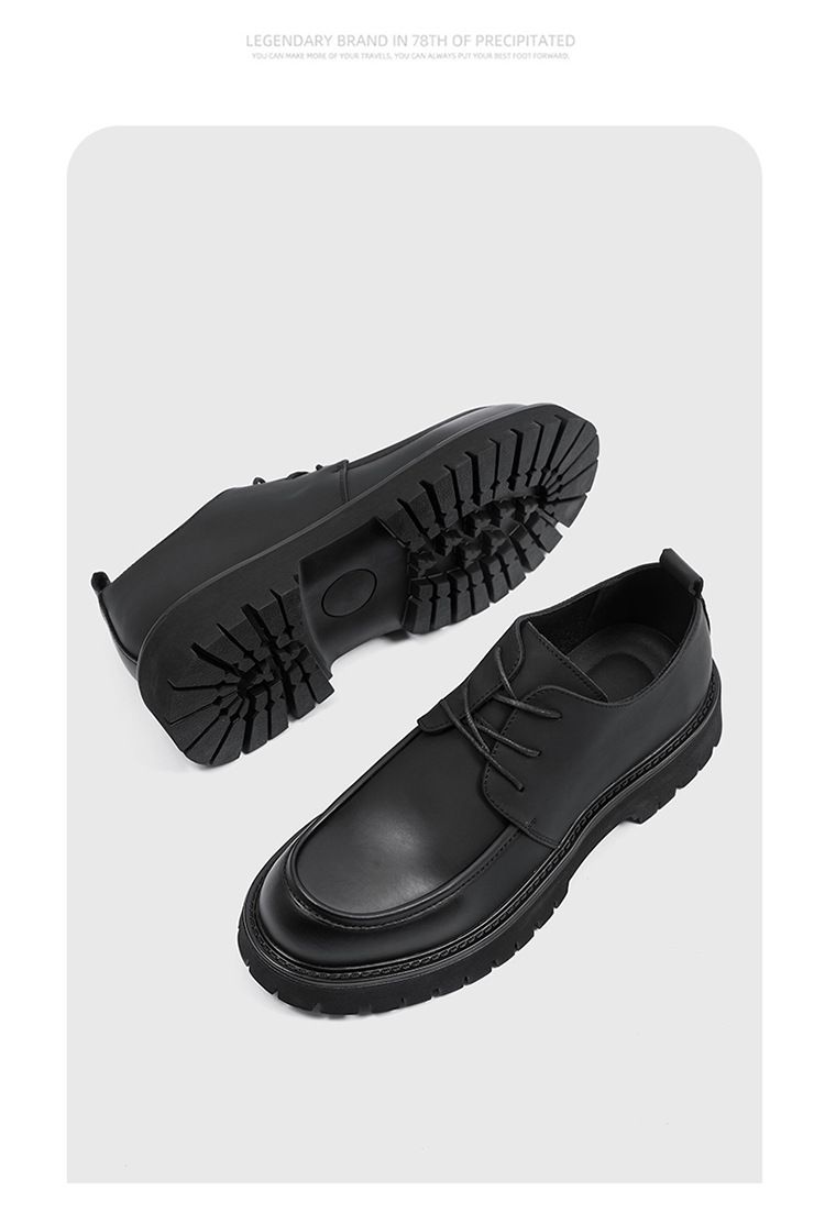 Zees 2024 New Business Leather Thick Sole Casual Men's Single British Style Formal Large Toe Shoes Korean Version Trendy Men_voghion.com