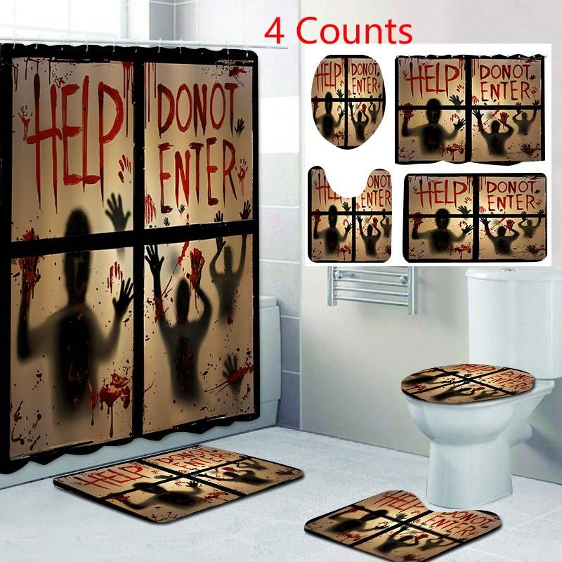 Grensoverschrijdend exclusief voor Halloween, waterdicht, geen boren nodig, polyester douchegordijn voor badkamer en toilet_voghion.com