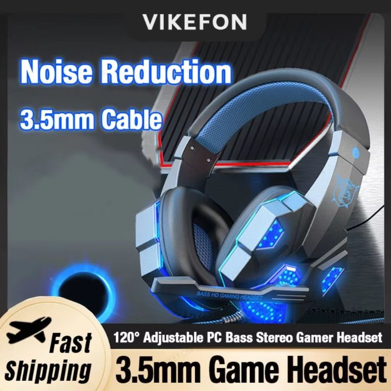VIKEFON GamerHeadset Wired Ps4/Ps5/PS5/Xbox/Smartphone/PC Gaming Headset 120° Adjustable With Noise Cancelling Microphone_voghion.com