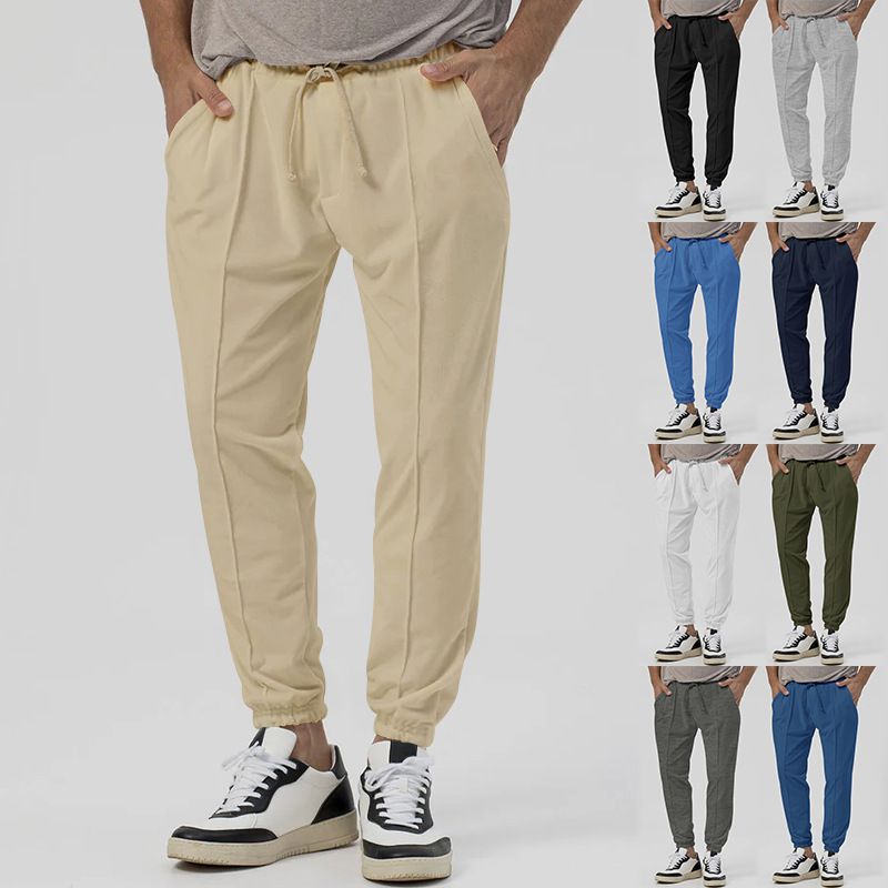Premium Products New Sports For Autumn And Winter, Men's Solid Color Casual Sanitary Pants, Loose Leg Length Pants_voghion.com