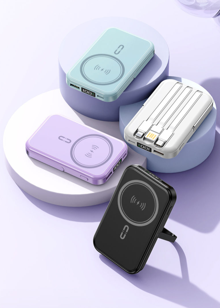 Power Bank magnetico a ricarica rapida certificato 3C con cavo integrato, portatile e wireless, compatibile con Huawei_voghion.com