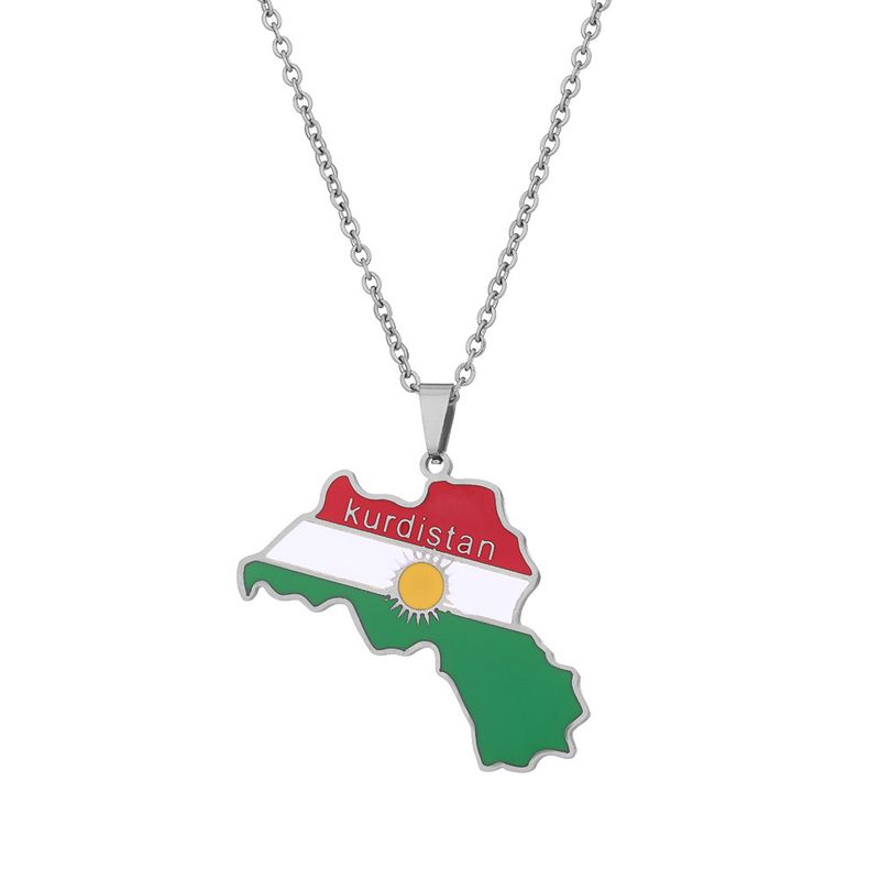 Kurdistan Map riipus kaulakoru öljypisarat vintage miesten ja naisten ruostumattomasta teräksestä riippuvat tarvikkeet_voghion.com