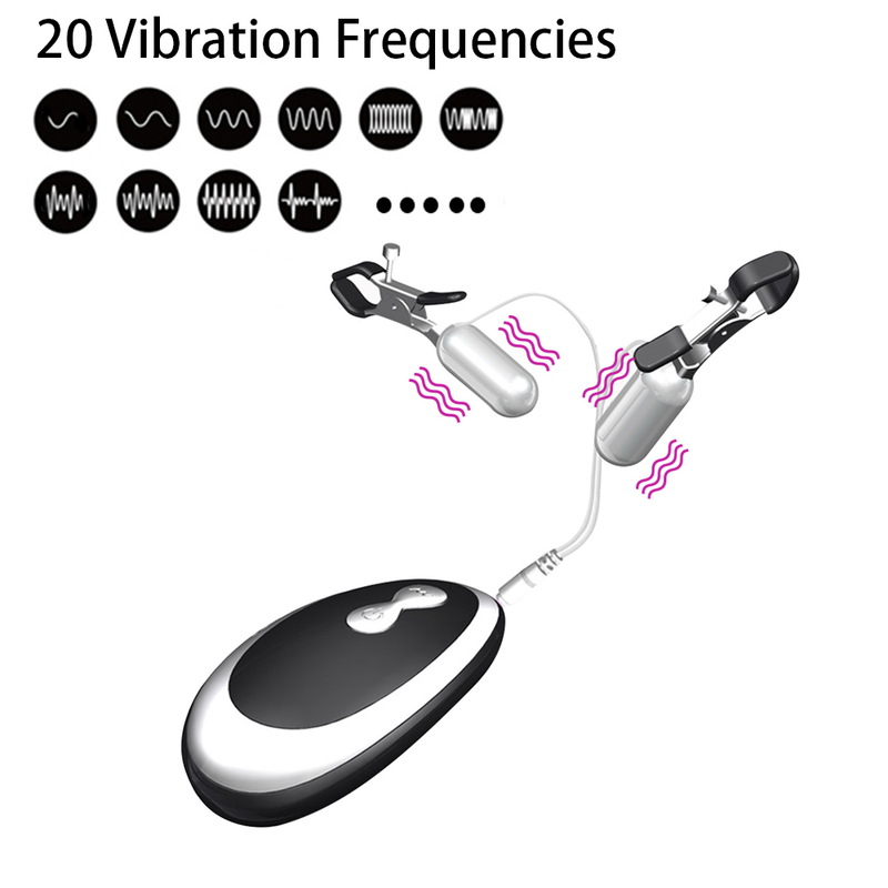 Vibromasseur à tétons à 20 fréquences Pinces à tétons vibrantes Pince clitoridienne Massage des seins Stimulation clitoridienne Jouets sexuels féminins_voghion.com
