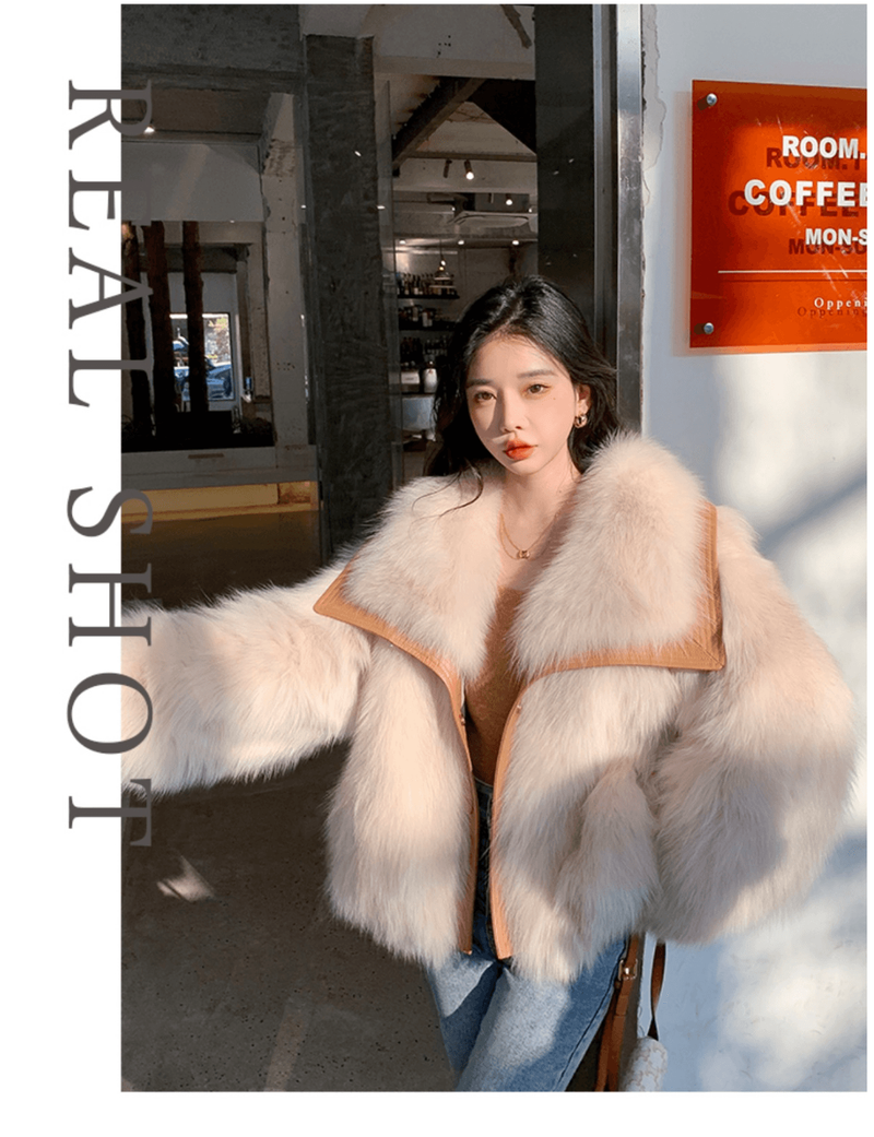 Lekki luksusowy koreański styl dla kobiet zimowy nowy polarowy gruby płaszcz futrzany puszysty stylowy ekologiczny modny_voghion.com