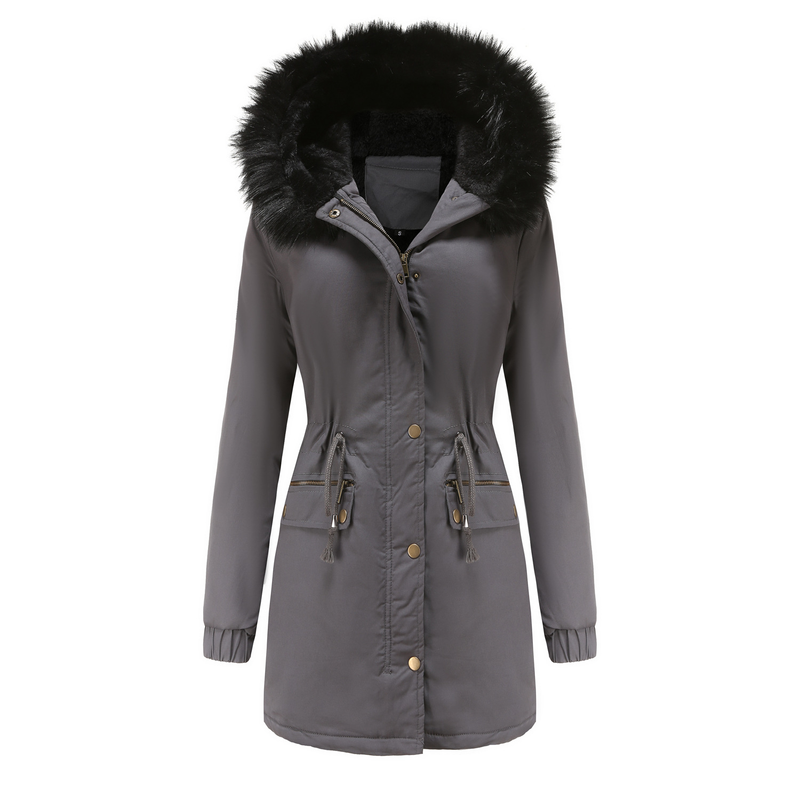 Abbigliamento da donna per superare la giacca imbottita in pile con collo in pelliccia, cappotto caldo con cappuccio, giacca imbottita ampia_voghion.com