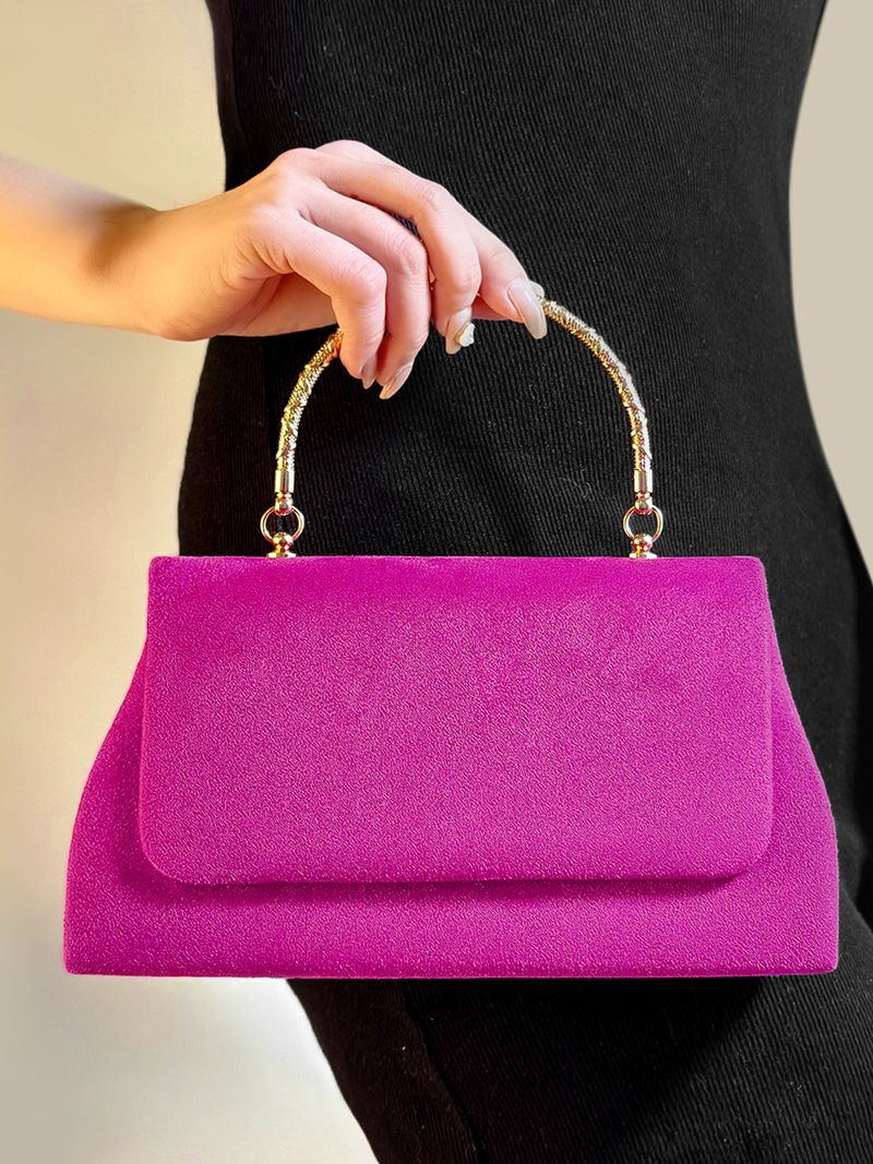 Newly released high-end evening bag with suede temperament and socialite alloy handbag_voghion.com