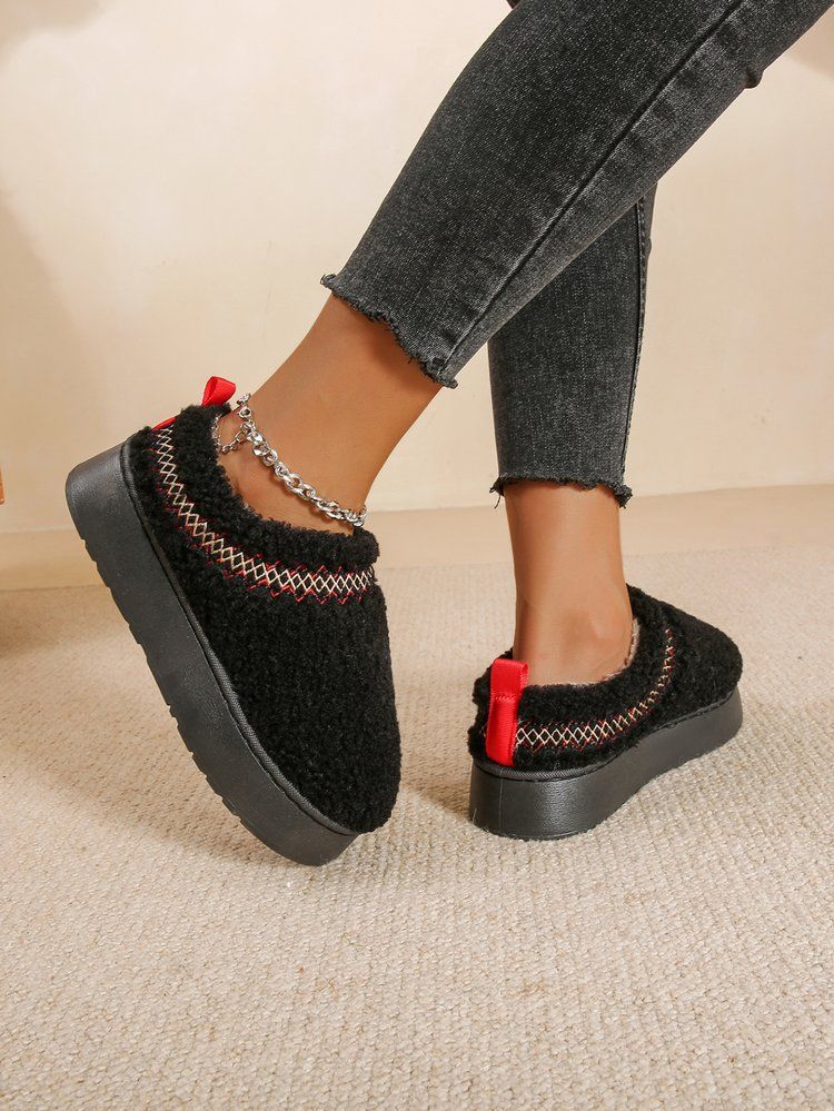 Women's Shoes Thick Soled Slippers For Women, Winter New Warm Fur Snow Boots And Cotton Slippers For Women_voghion.com