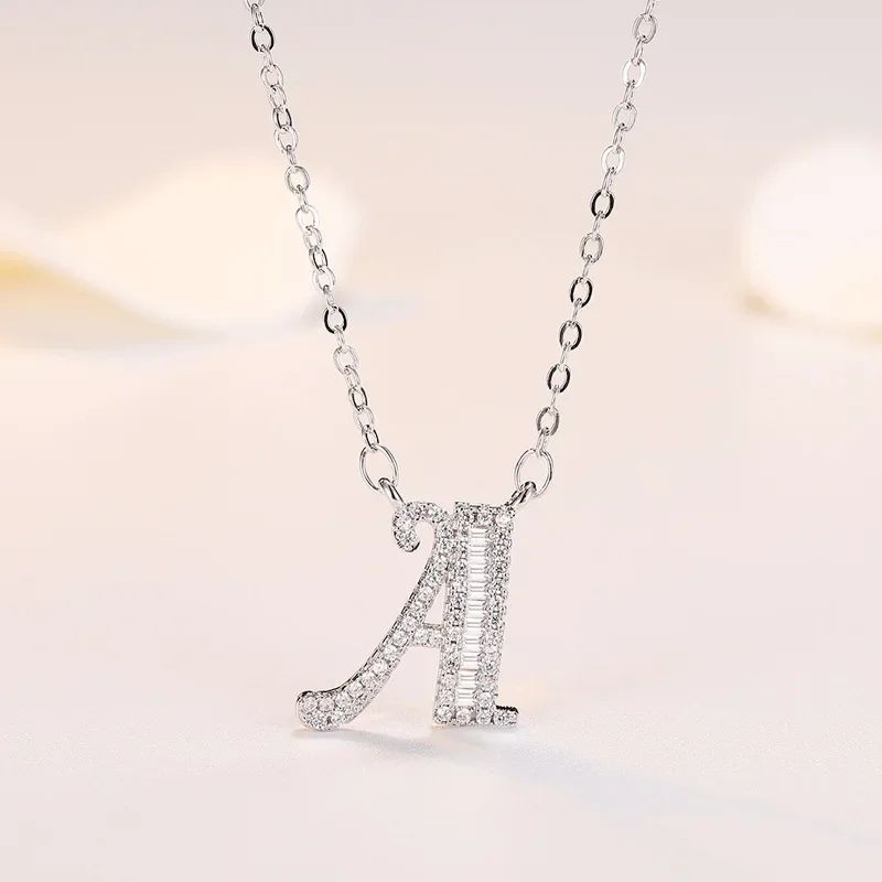 Klassiskt Sterg Sier Nytt Gnistrande A~Ö Bokstav Hänge Halsband Utsökt Ljus Charm Damsmycken Överraskningspresent_voghion.com